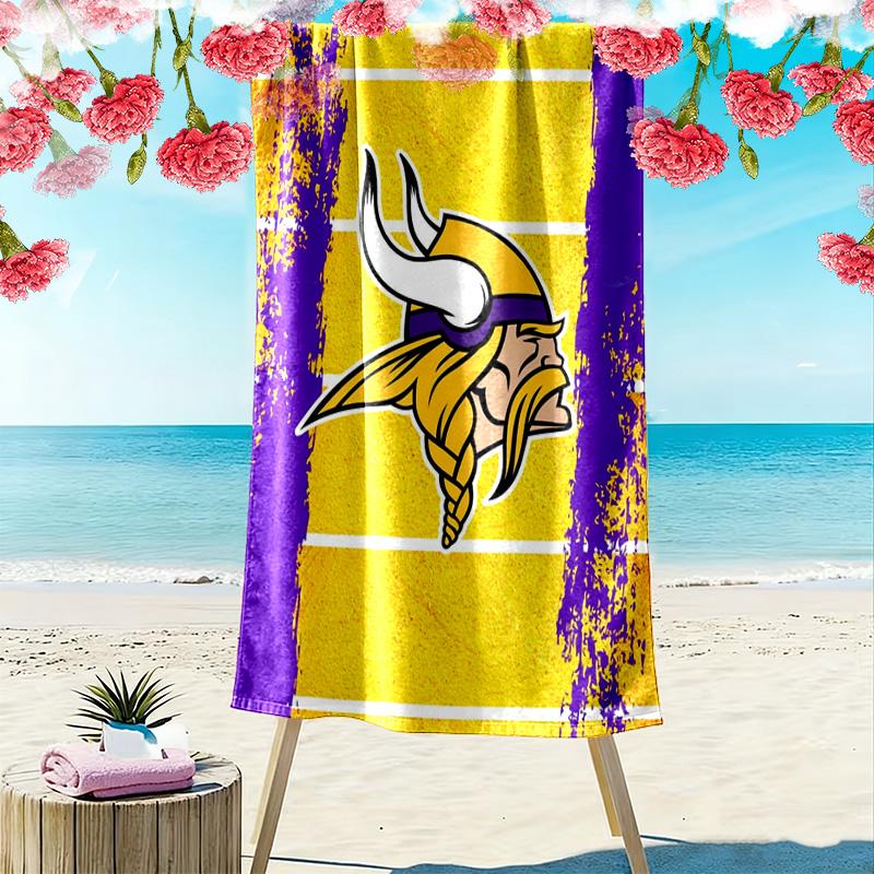 Minnesota Vikings Print Beach Towel, Large Soft Quick Dry Towel for Beach Camping Swimming