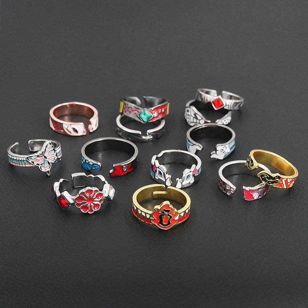 Anello Aperto Regolabile Demon Slayer - Gioielli Cosplay Personaggi Hashira Kimetsu No Yaiba Anime per Fan