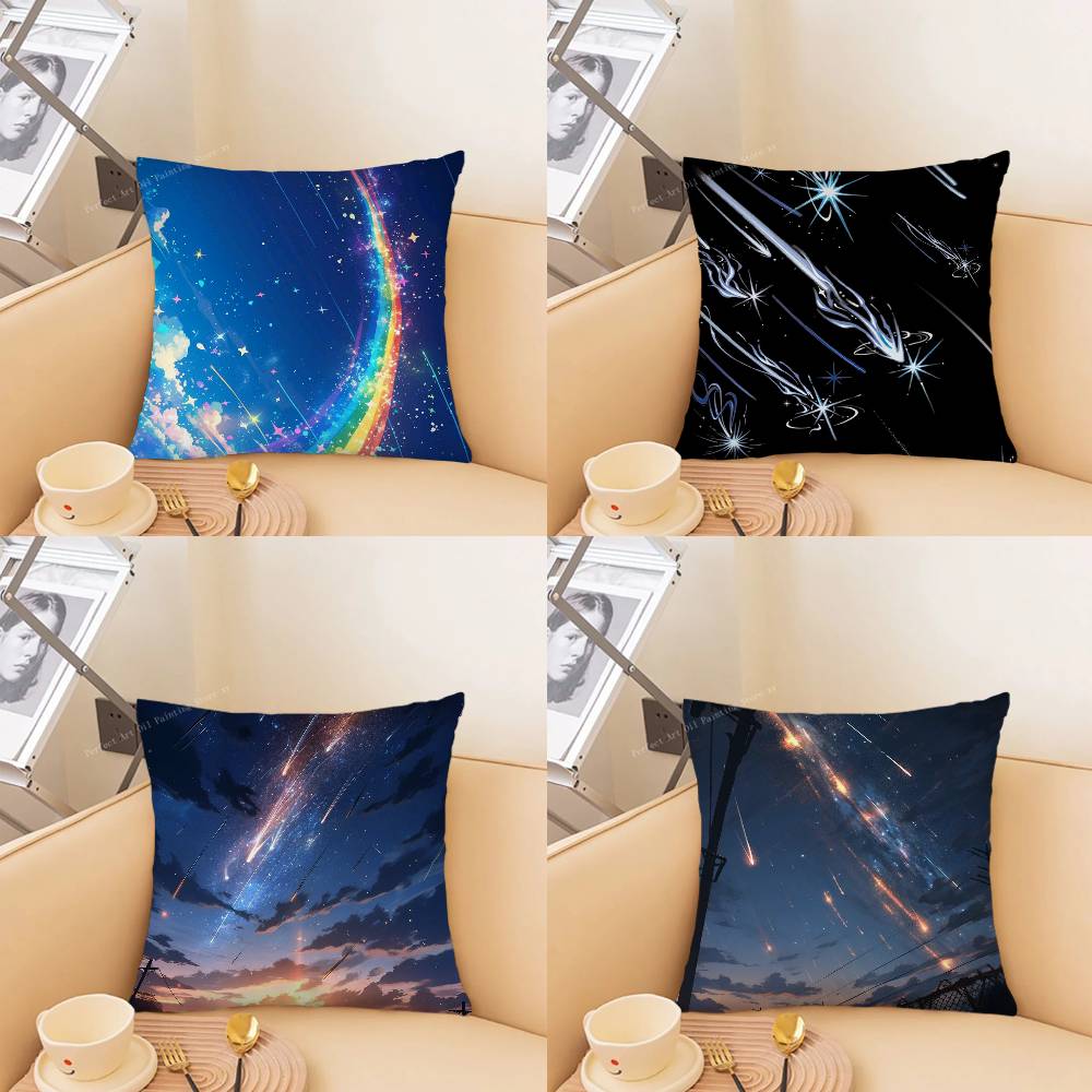 Meteor Shower Starry Sky Pillow Case Fashion Square Pillowcase Bedroom Sofa Room Ins Decoration Leisure