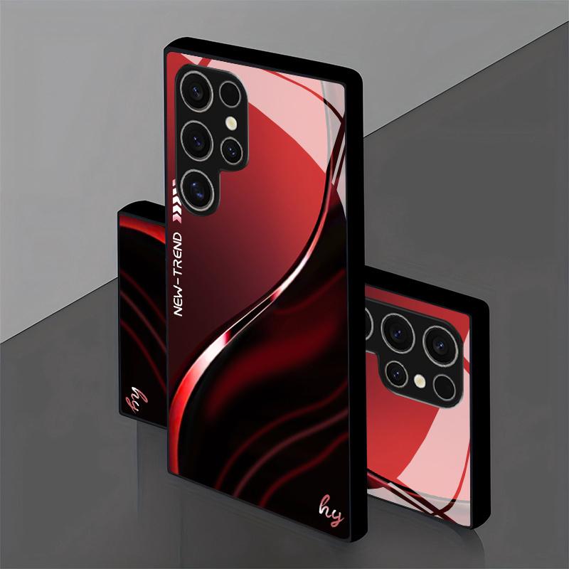 Deep Red Filum Aquae Durable PhoneCase Glass PhoneCase for Samsung Galaxy S26 S25 S24 S23 S22 FE Ultra Plus Men's Style Business