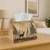1pc Stag In Misty Forest Tissue Holder- Aesthetic Woodland Design for Napkin Storage, Ideal for Rolls/Facial Tissues/Single Sheets, Versatile Storage 