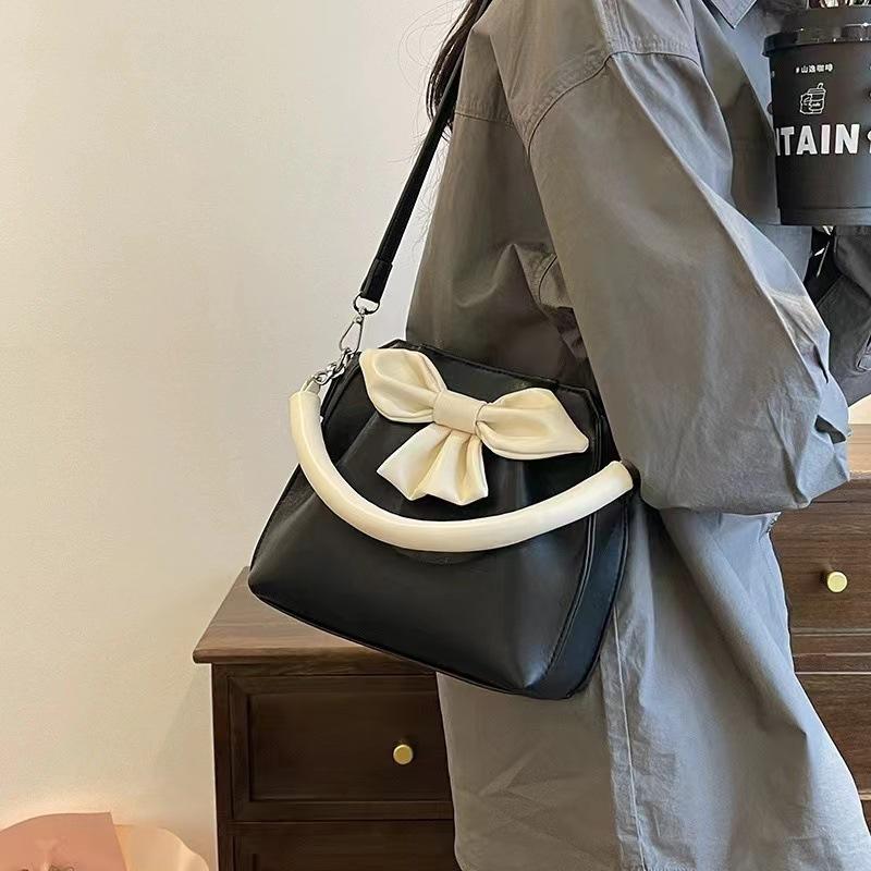 Bags Women's Bags Handbags Bows Premium Texture Pleated Bucket Bags Niche Versatile Fashion Shoulder Messenger Bags