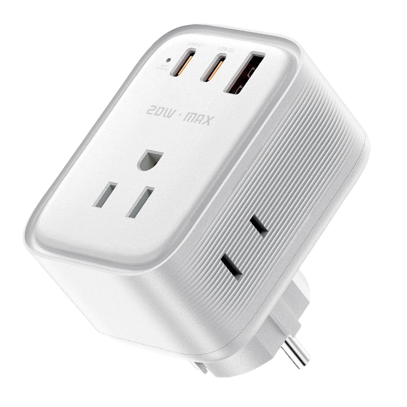 

Voltage Converter US To Europe With 2 USB A & 2 USB C Ports Fast Charging, 220V To 110V Converter For European Travel Power Converter Adapter Combo One Size белый