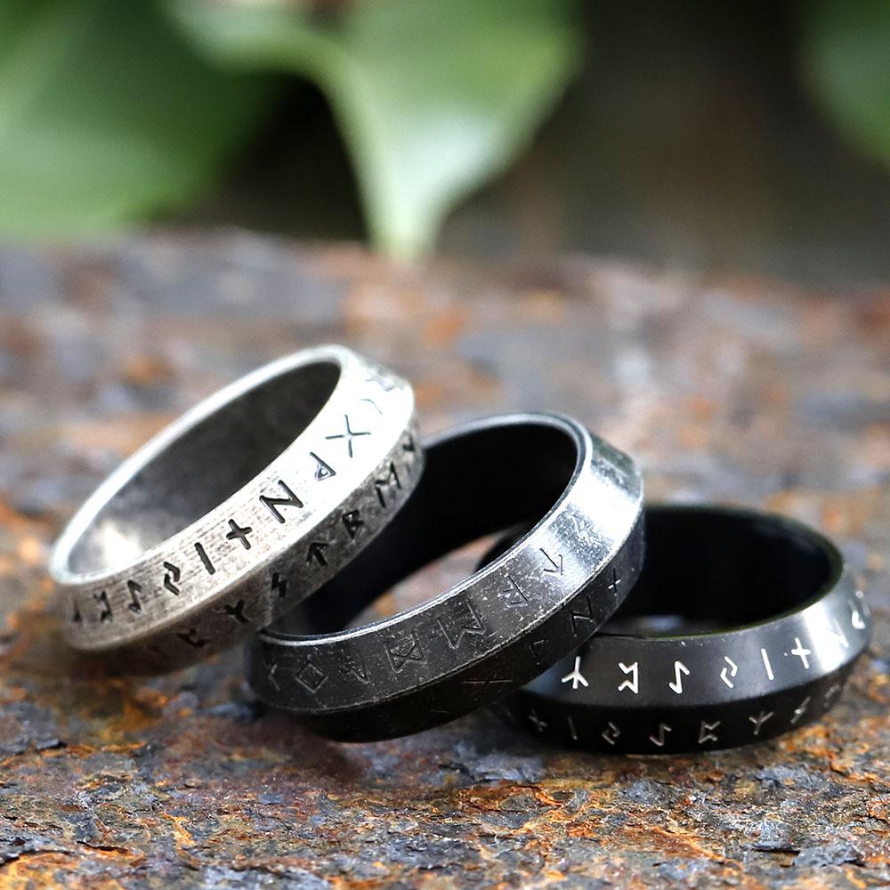 NEW Nordic Viking Letter Stainless Steel Rune Ring Simple Fashion Vintage Jewelry Gift for Men Women