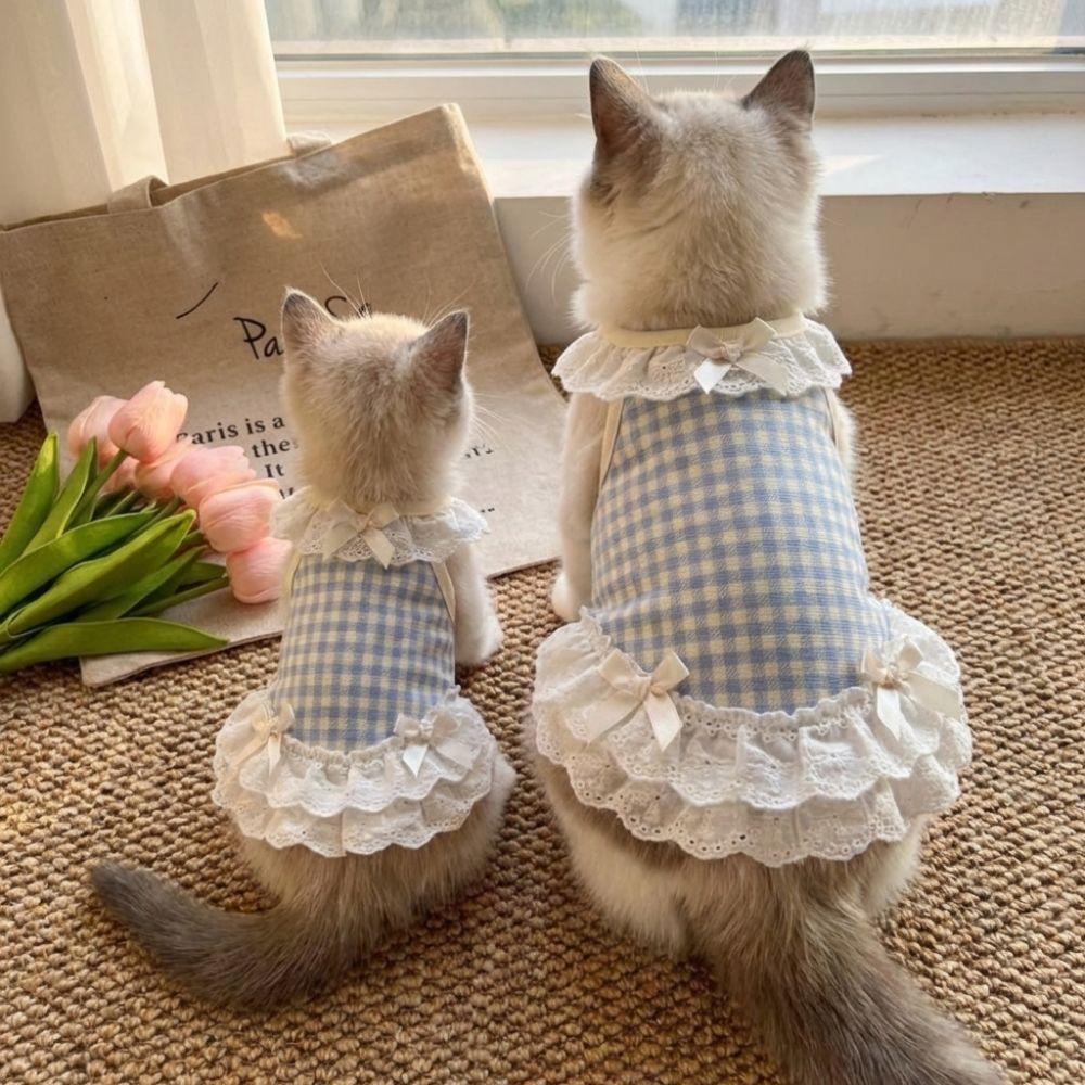 Comfortable Pet Dog and Cat Checkered Clothes Small Dog Vest  Spring Summer Season