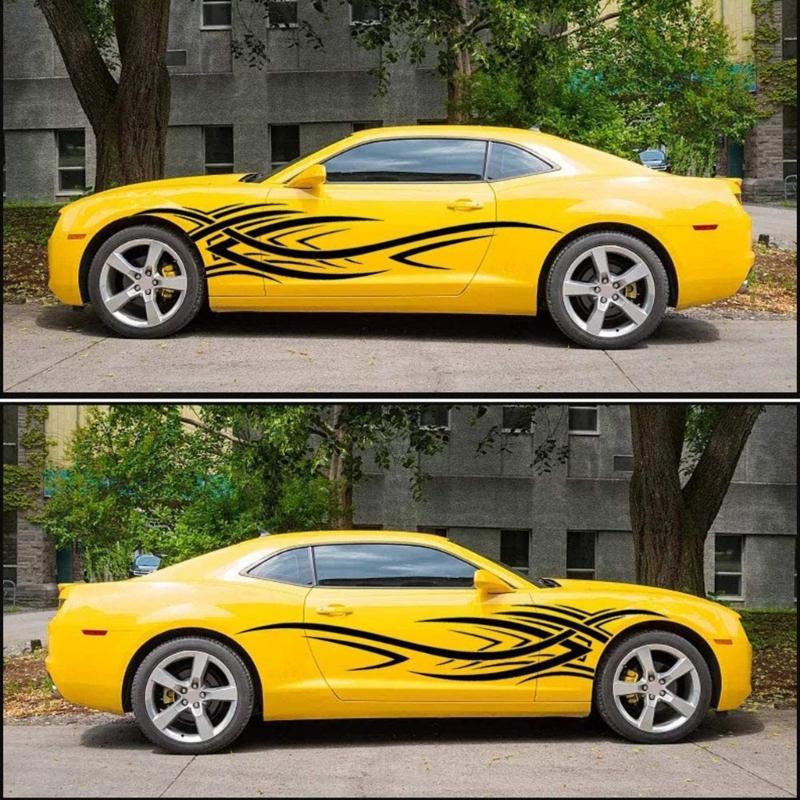 Flame Graphics Car Body Side Stickers Flame Racing-Sports Stripe Decal for Car Universal Vinyl Self-Adhesive Decal Decor