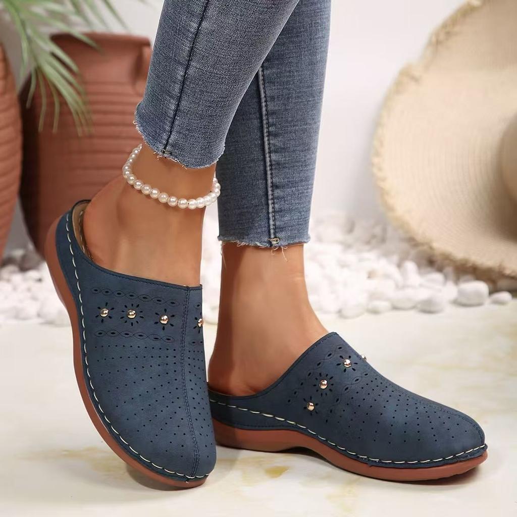 Femei Piele Baotou Mărime Mare Pană Papuci de Casă Vară Noi Talpă Moale Antiderapant Respirabil Exterior Casual Papuci Sandale