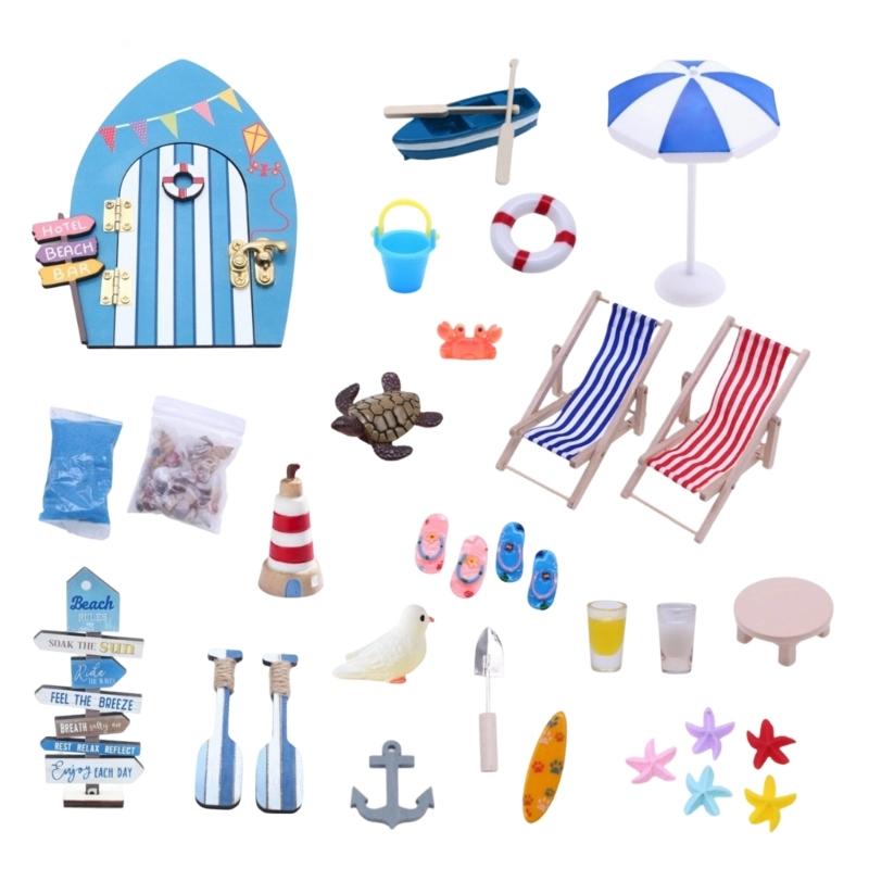 

Handcrafts Beach Scene Landscape Set Miniature Door Display Accessory With Detailed Accessory for Craft Project 1