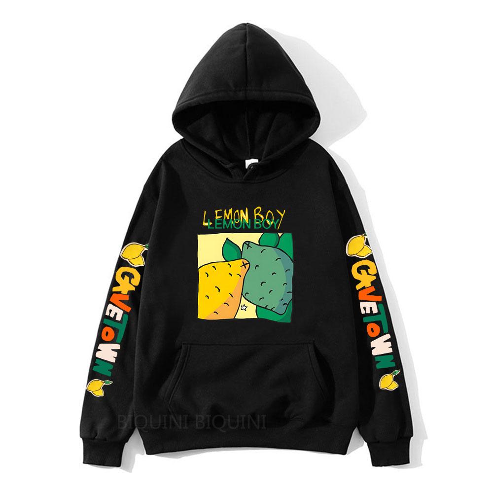 

Cavetown Lemon Boy Толстовки с мультяшным принтом для фанатов Мужские толстовки с мультяшной графикой Флисовые свитера с капюшоном Музыкальные свитера Мужская уличная одежда XS чёрный