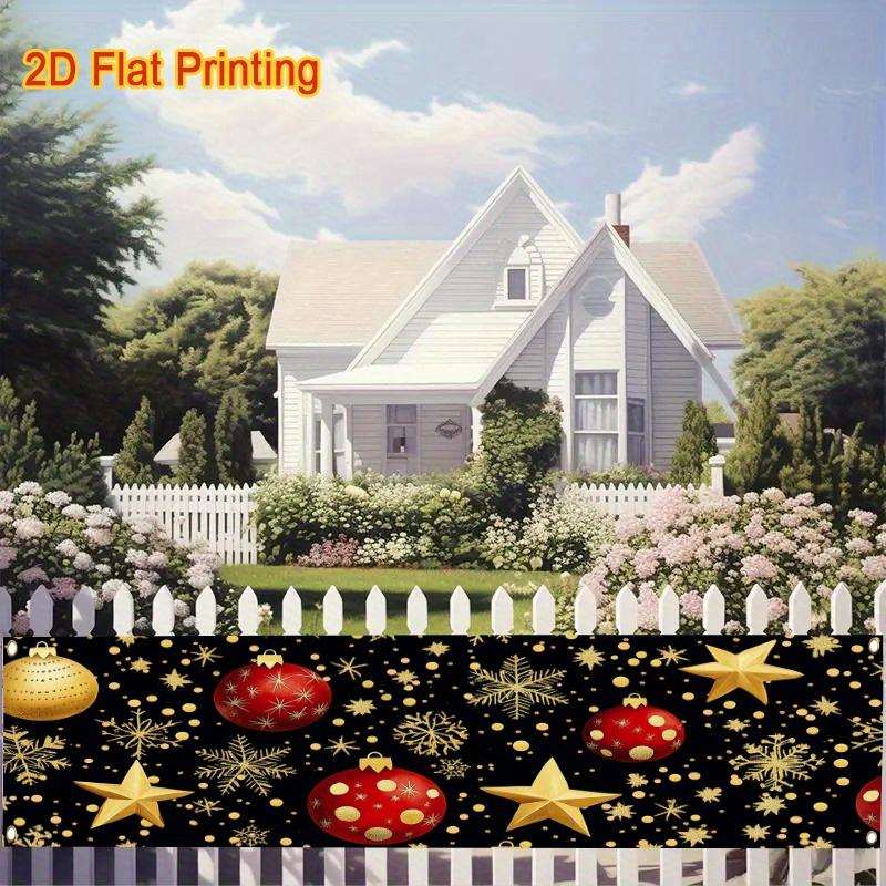 Christmas Bells Banner, Winter Holiday Party Design, Polyester Outdoor Garden Porch Fence Wall Indoor Christmas New Year Decoration