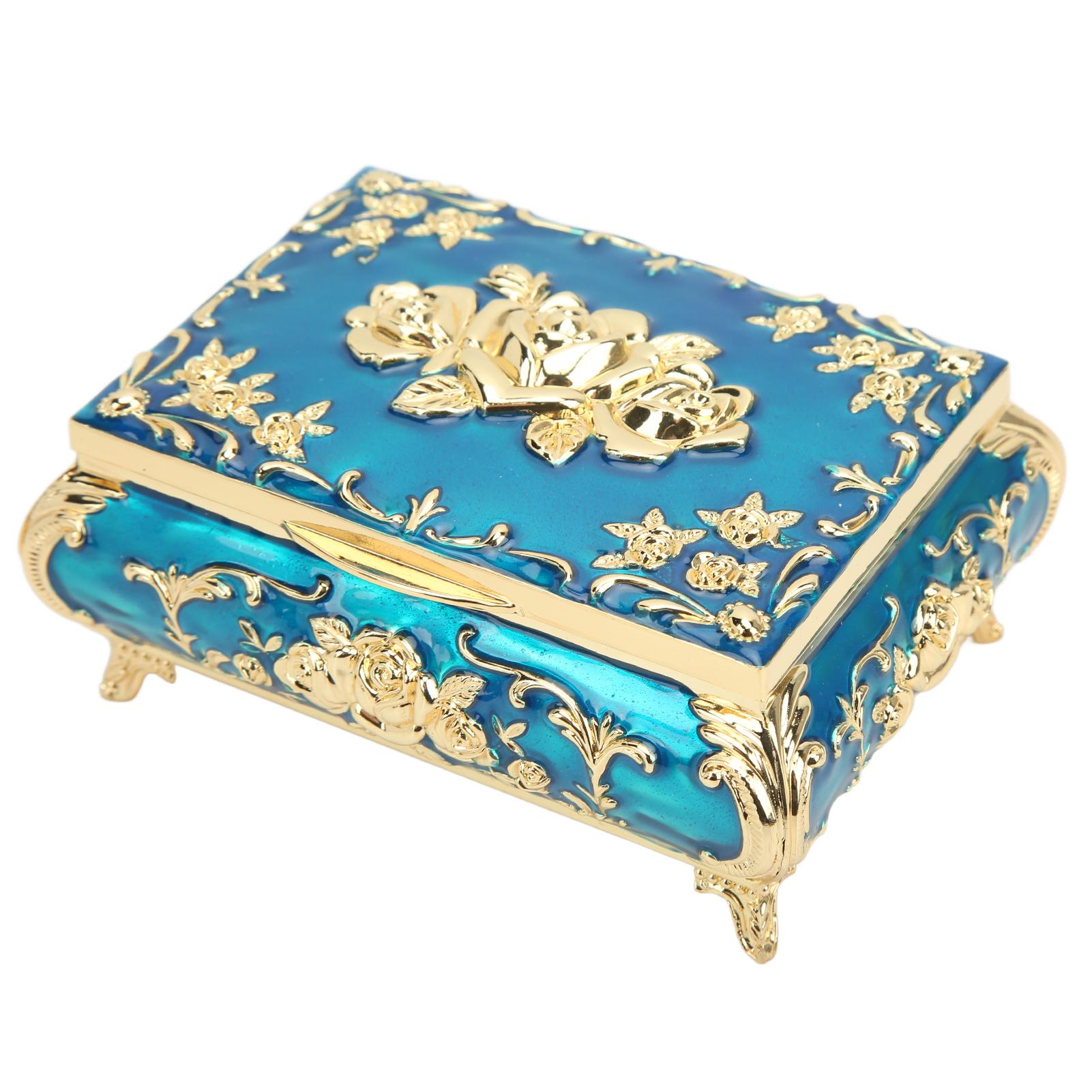 

Винтажная шкатулка для драгоценностей, глянцевая, изысканная, устойчивая к ржавчине, с рельефным дизайном в виде розы, шкатулка для хранения драгоценностей