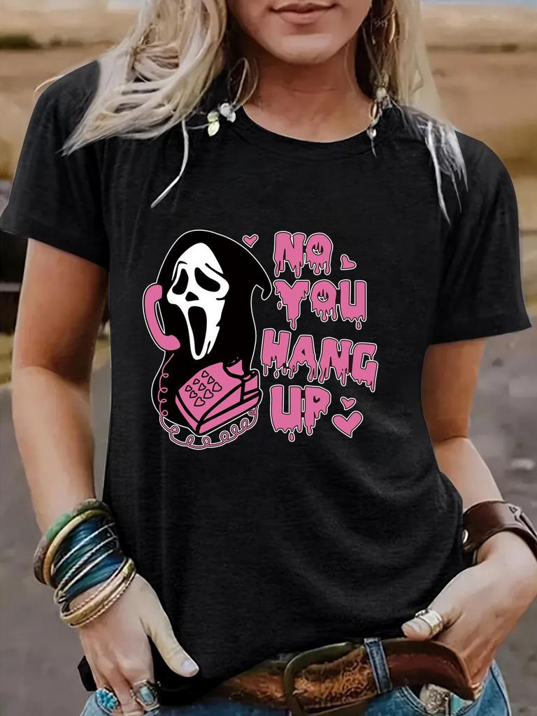 Halloween Women's Ghost Pattern Casual Summer T-Shirt