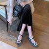 Grape mother of the same style~ Diamond buckle with Mary Jane shoes women's velvet French evening wind square head cashmere winter shoes