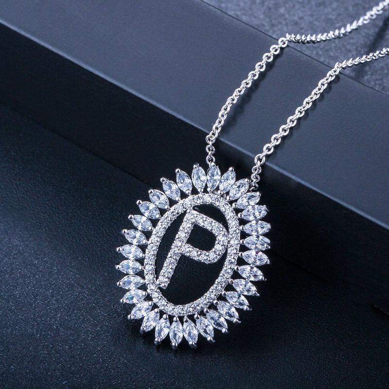 D0037 Colier cu literă, Zircon 3A de înaltă calitate, Pandantiv personalizat, Opțiuni multiple.