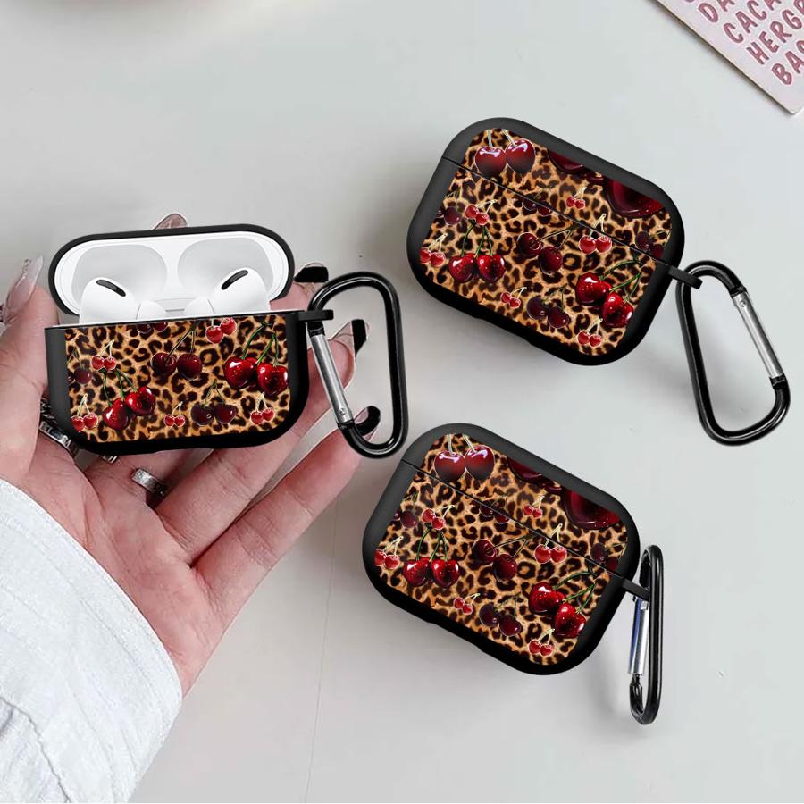 Leopard Cherry Earphone Cases Cover Case For Airpods 4 Pro3 Pro Pro2 1 2 3