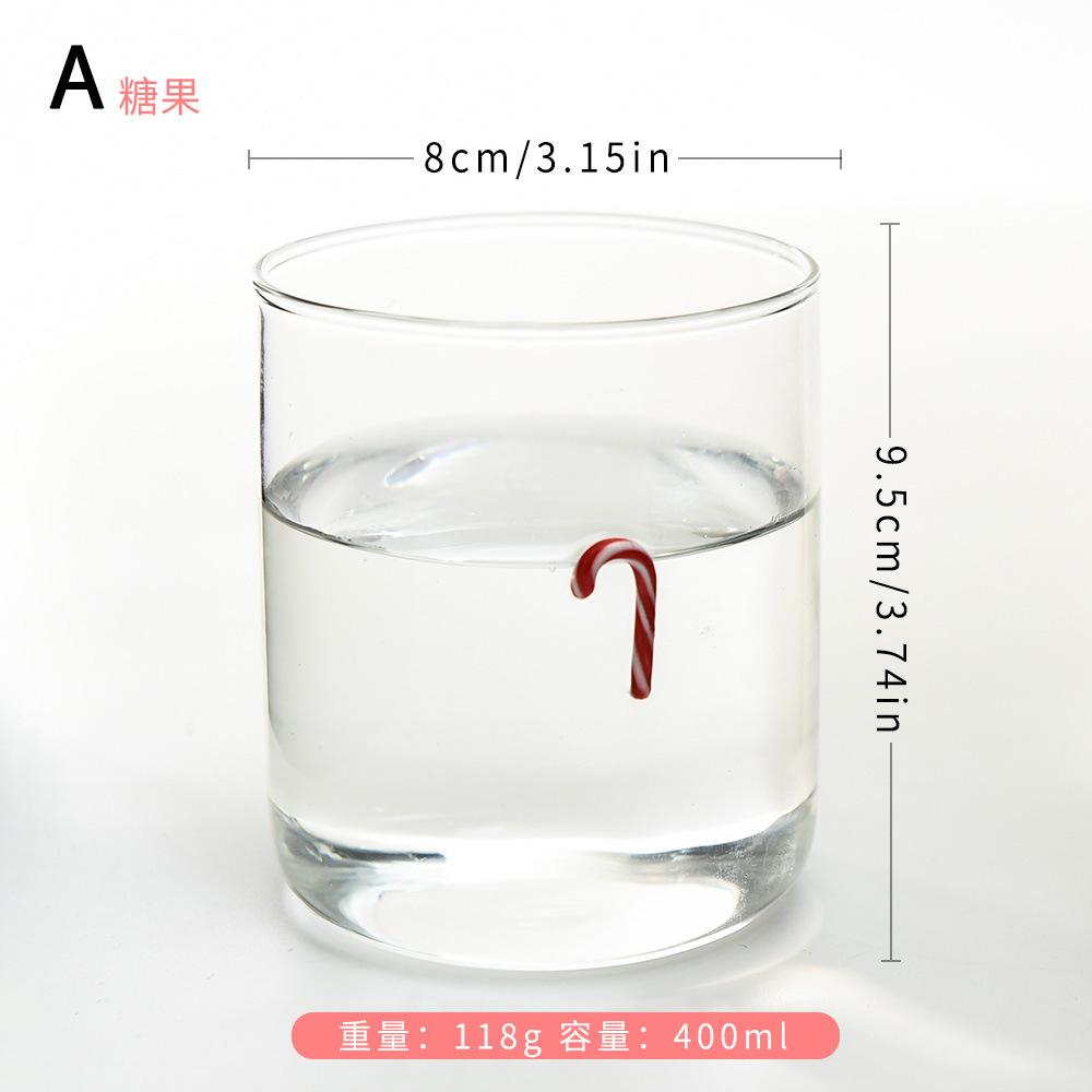 

Creative Christmas Series Embossed High Aesthetic Glass Cup Heat Resistant for Tea Juice Coffee 201-300ml