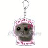 Fun Meme Im Just A Girl Sad Hamster Key Chain Keychains Ring for Accessories Bag Funny Pendant Keyring Jewelry Fans Gifts