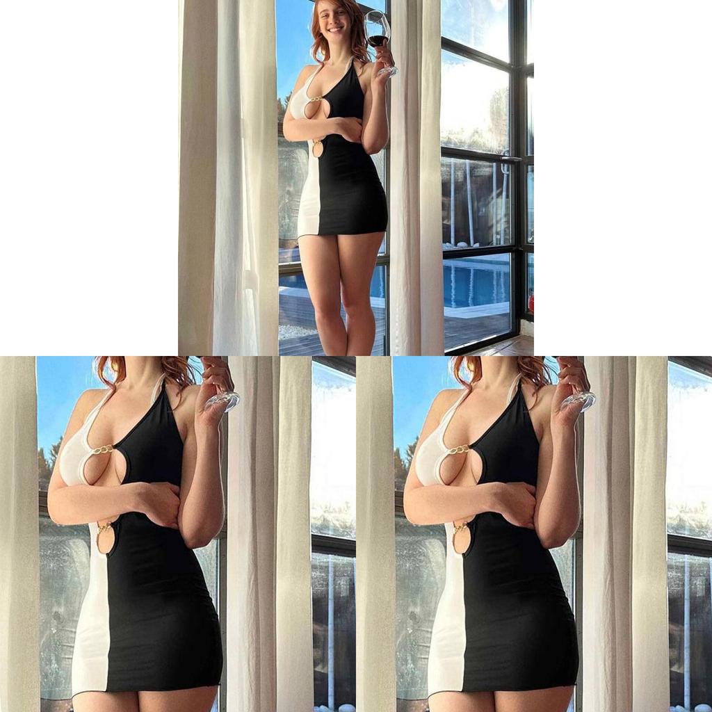 Casual Summer Dress With Open Back And Tie Neck For Women