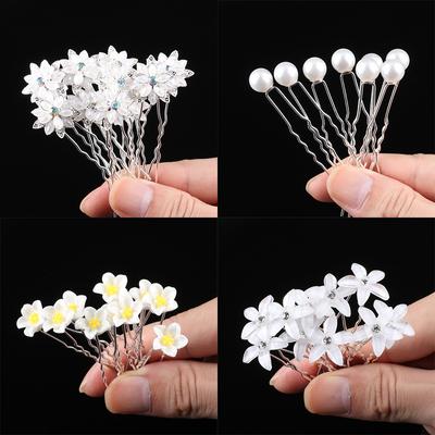 10 Pezzi copricapo da sposa fiori di cristallo forcina per capelli a U clip fatti a mano fiore per la testa disco fermaglio per capelli
