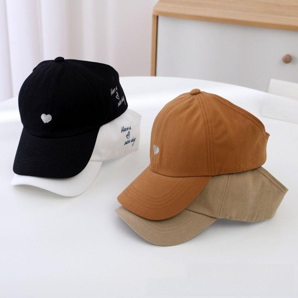 Heart-Embroidered Baseball Cap For Girls Breathable Cute Children'S Baseball Hat Uv Protection Sun Protection Tool
