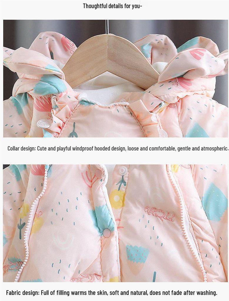 Macacão de Inverno Espesso para Bebês Meninas - Roupa Quente e à Prova de Frio para Bebês de 1 Ano