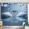 2Panel Swan Lake Swan Curtain Custom Curtains Simple Modern Bedroom Living Room Window Semi-blackout Short Curtain Grommet Top