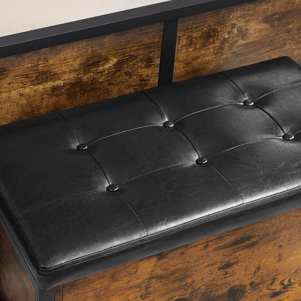 VASAGLE Bench With Storage Chest, Padded Seat, Bed End Stool, Hallway, Bedroom, Living Room, Metal, Easy Assembly, Industrial Design