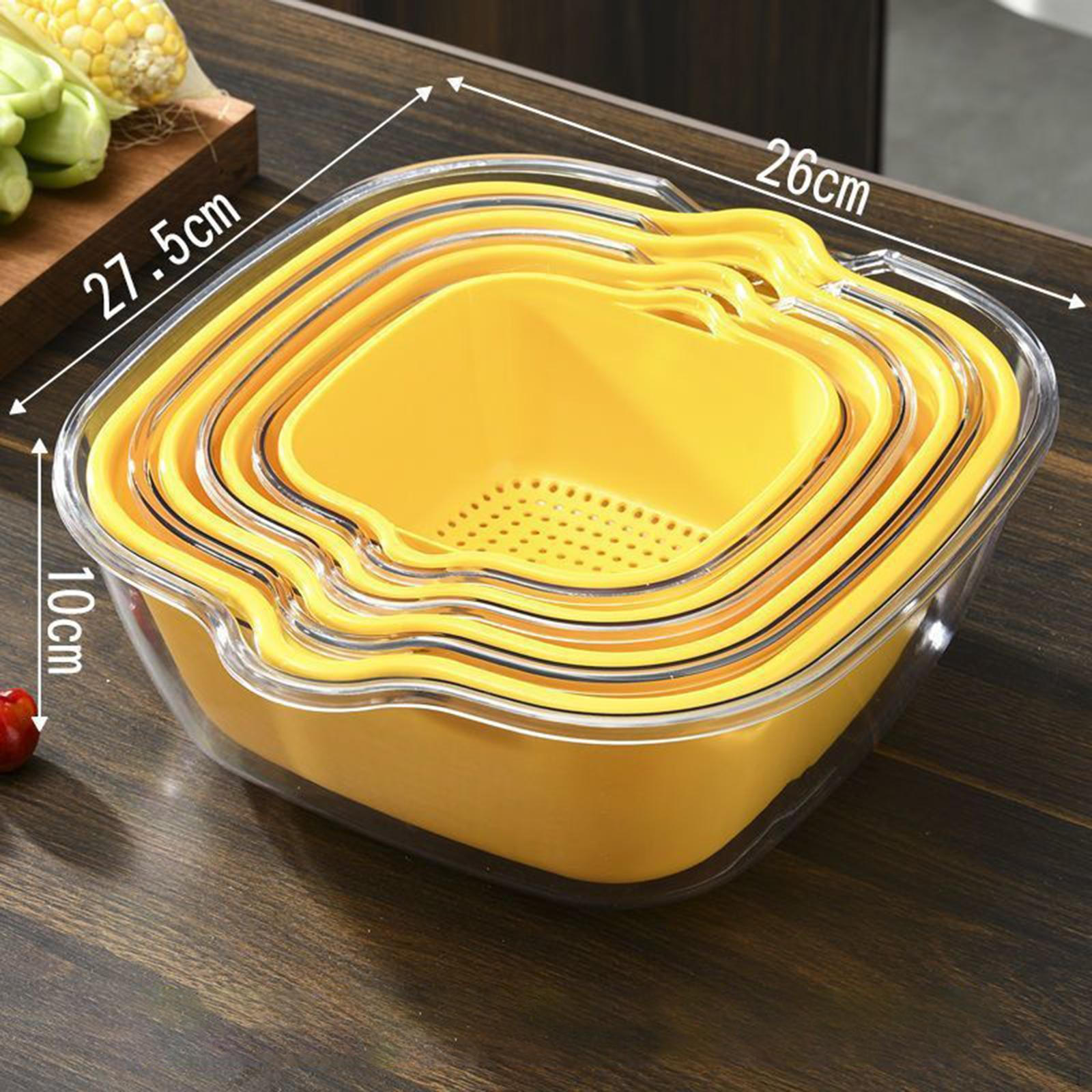 

Многослойная корзина для ополаскивания овощей Кулинарное сито Блюдо Компактное хранение Универсальная мойка для продуктов жёлтый