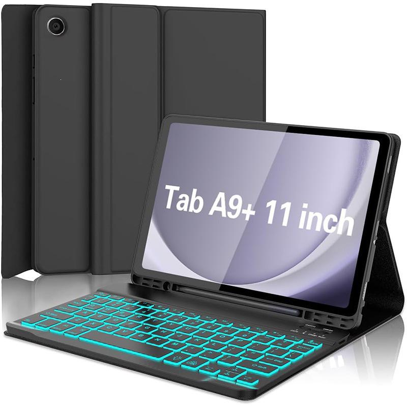 Samsung Tablet A9 Plus 11 Protective Leather Keyboard Case with Backlit Bluetooth and Pen Slot A11+