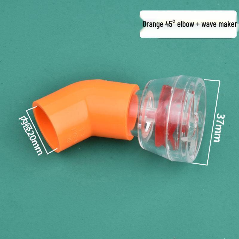 Fish Tank 45° Elbow Outlet & Wave-Making Fan Set with Rotating Drain Port & Filter Accessories