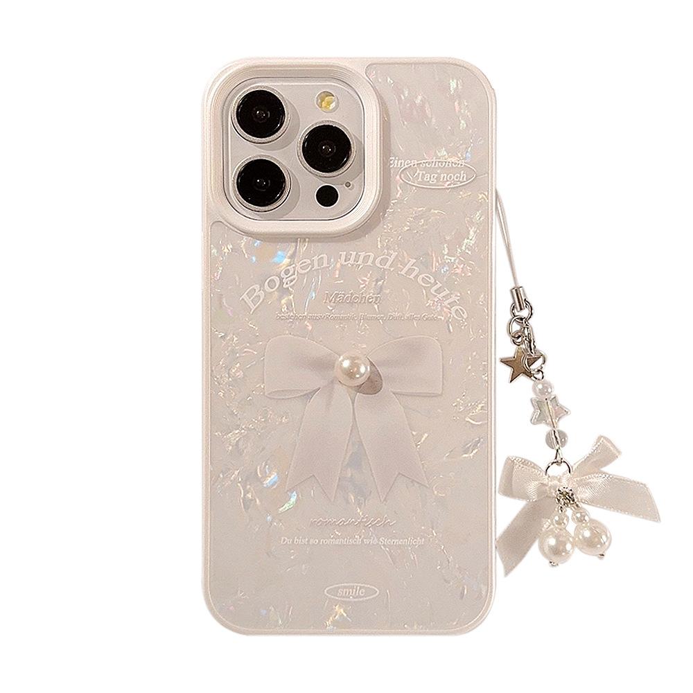 Three-dimensional Pearls Are Suitable for IPhone 14 Phone Cases IPhone 16 Bow Pendants  15promax  and 11 Shells