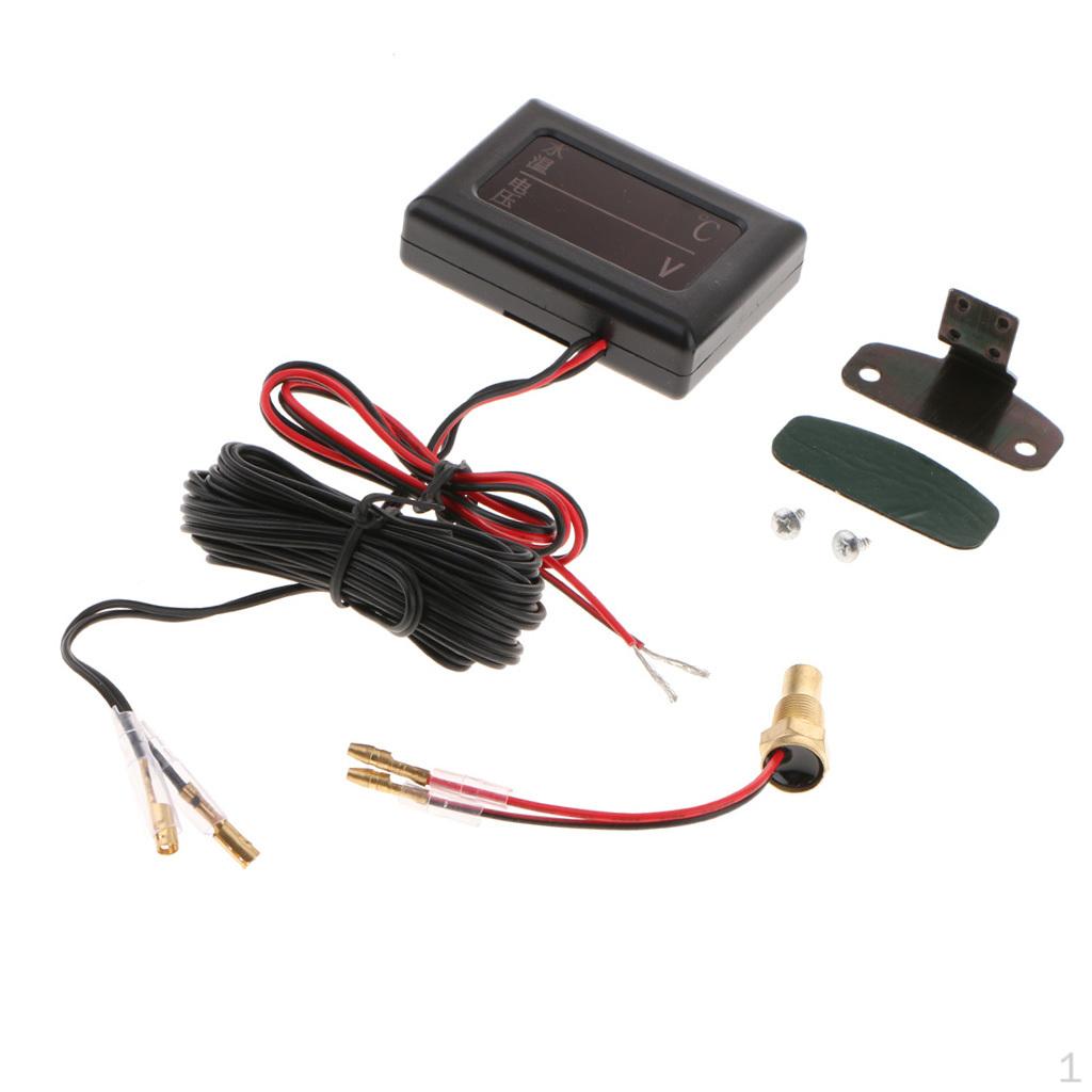 

Display Water Temp & Voltmeter Meter with Sensor, 70*50*18mm 17mm