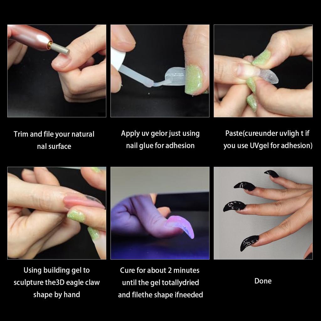 100 ks Tipy na umělé nehty Nalepovací umělé nehty Tvar orlího drápu Umělé nehty pro Soak Off nehty