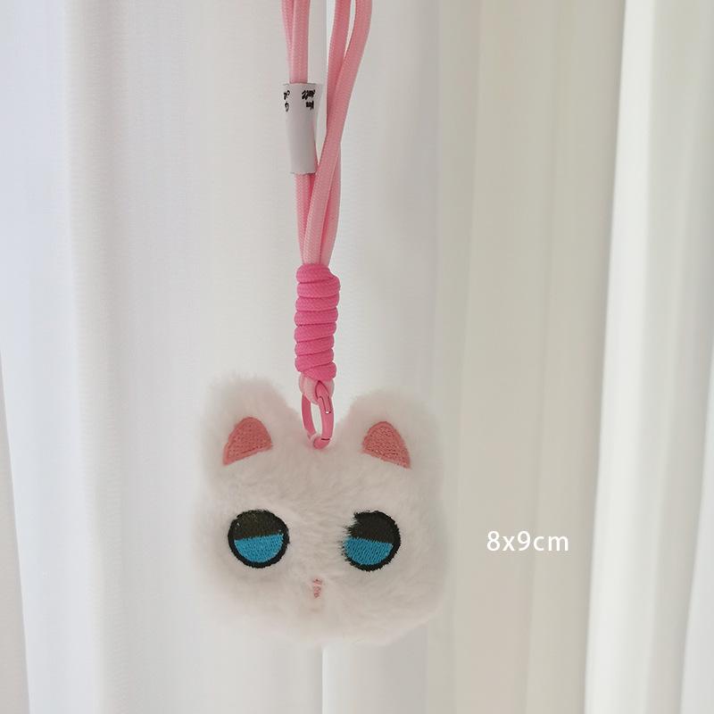 

New Squeaky Blue-eyed Cat Keychain Doll Cute Black Leather Cat Bag Pendant Personalized Doll 8*9cm
