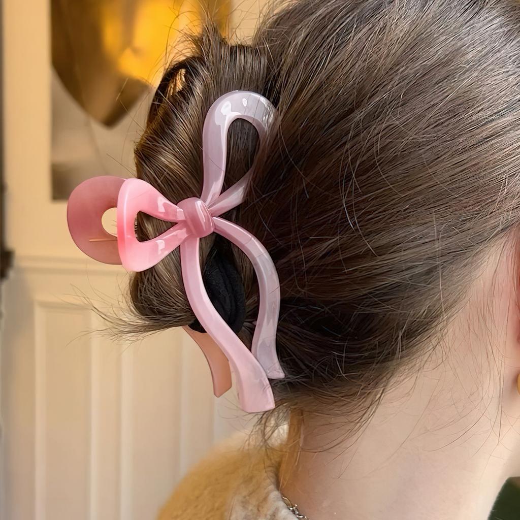 2Pcs Bows Claw Clips 2 Colors Hair Bows for Girls Ribbon Hair Clips Bow Trend Claw Clips for Thick Hair Pink Coquette Bows Clips