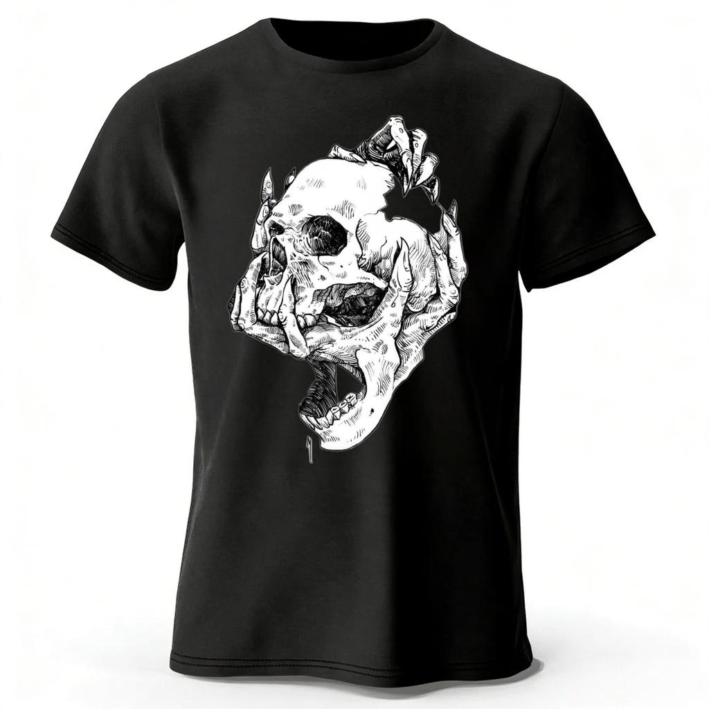 Summer Mens Skull Print Pure Cotton Tshirt Printed Plus Size Womens Pure Cotton Tshirt Casual Street Photography Clothing