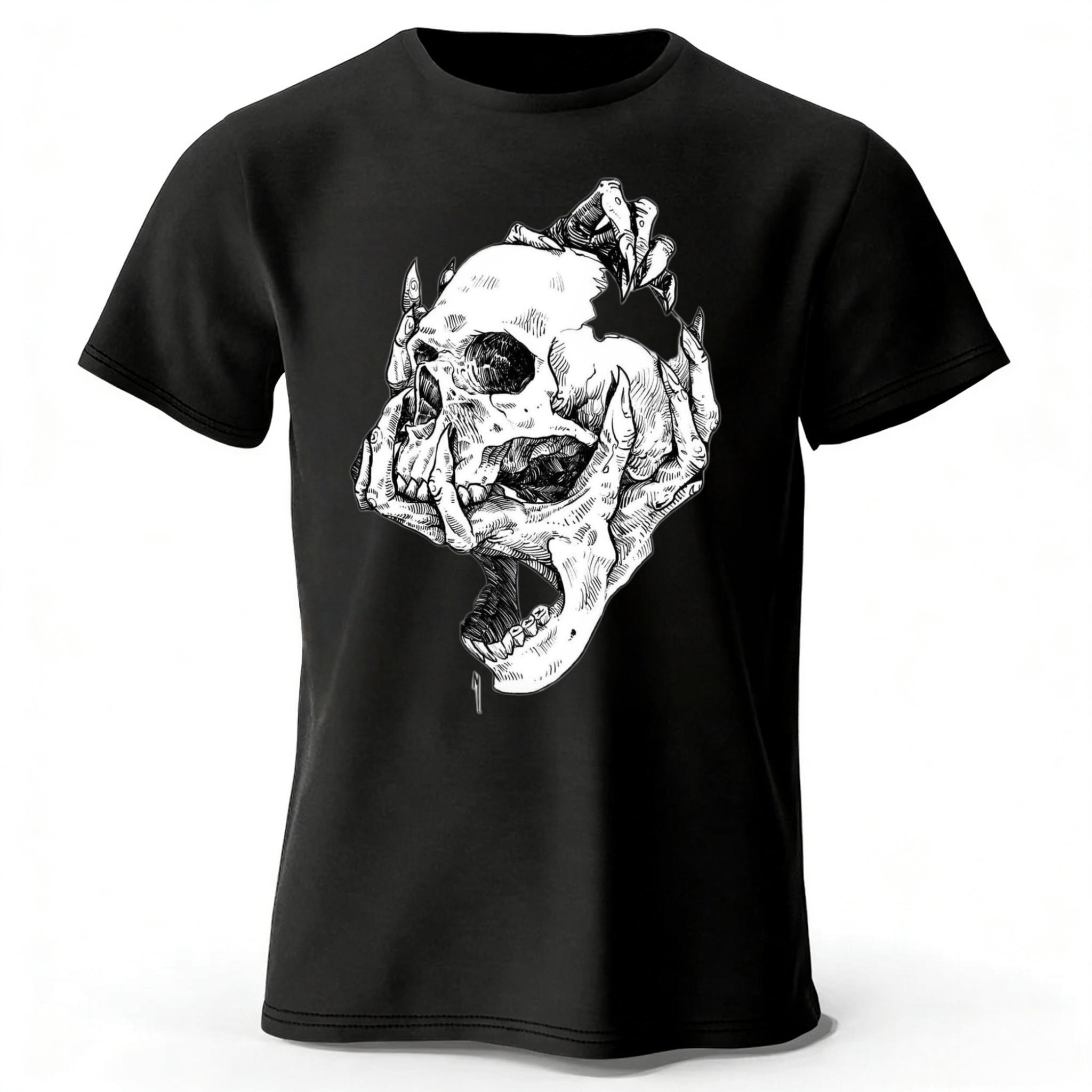 Summer Mens Skull Print Pure Cotton Tshirt Printed Plus Size Womens Pure Cotton Tshirt Casual Street Photography Clothing S