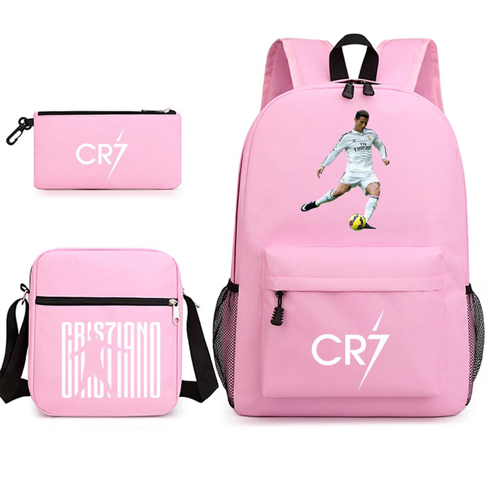 3 Piece School Backpack Set for Students Large Capacity Oxford Cloth Schoolbag with Shoulder Strap and Pencil Case