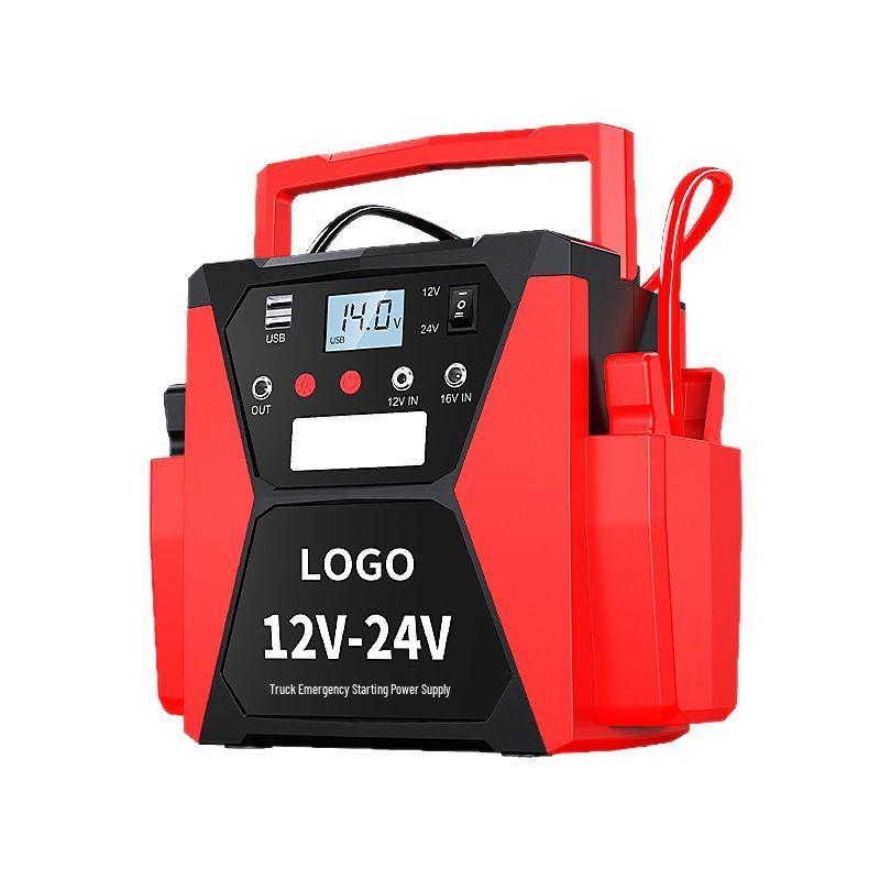 Dual Voltage Truck Jump Starter: 12V/24V Diesel & Gas, with USB Charging - Outdoor Emergency Power Supply