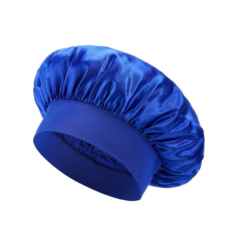 Nightcap High Elastic Headscarf Shower Cap Solid Color Hair Care Hat Satin Satin Big Brim