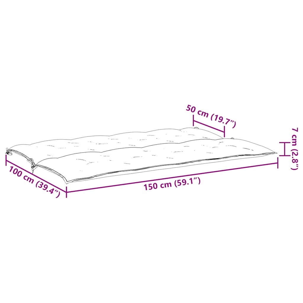 Garden Bench Cushion Beige 150x(50+50)x7 Cm Oxford Fabric