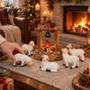 Christian Gift for Family Christmas Nativity Scene Set with LED Lighted Campfire, Resin Manger Stable Figurine, Religious Figurine Wooden Look