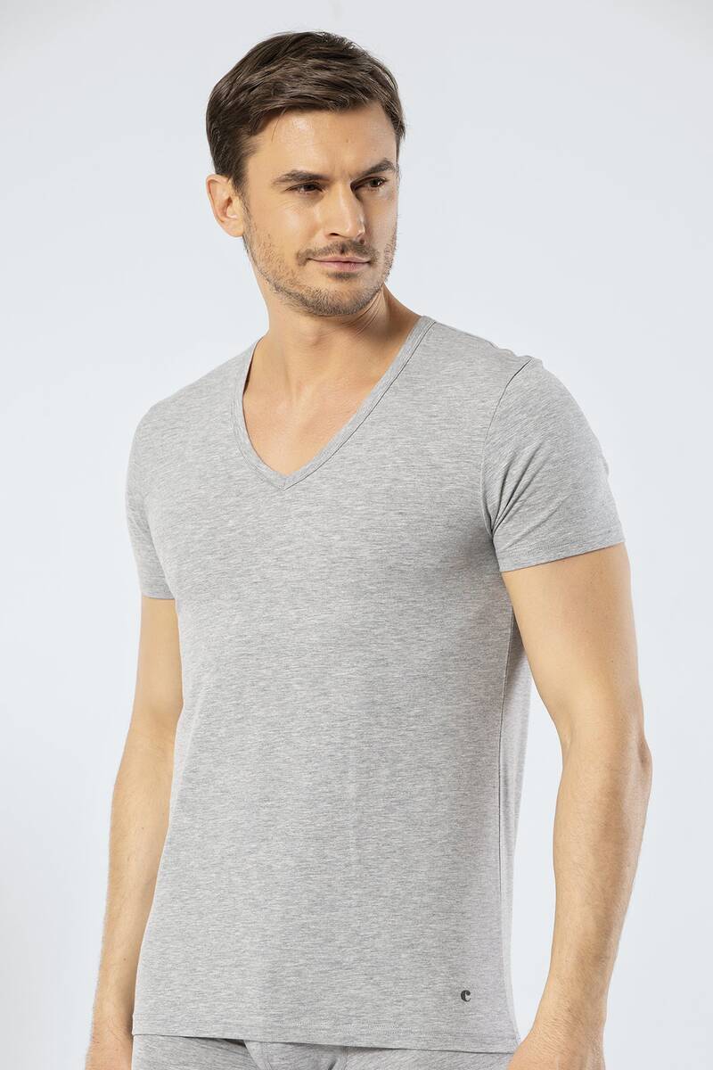 

Cacharel Men s Deep V Neck Lycra T-shirt