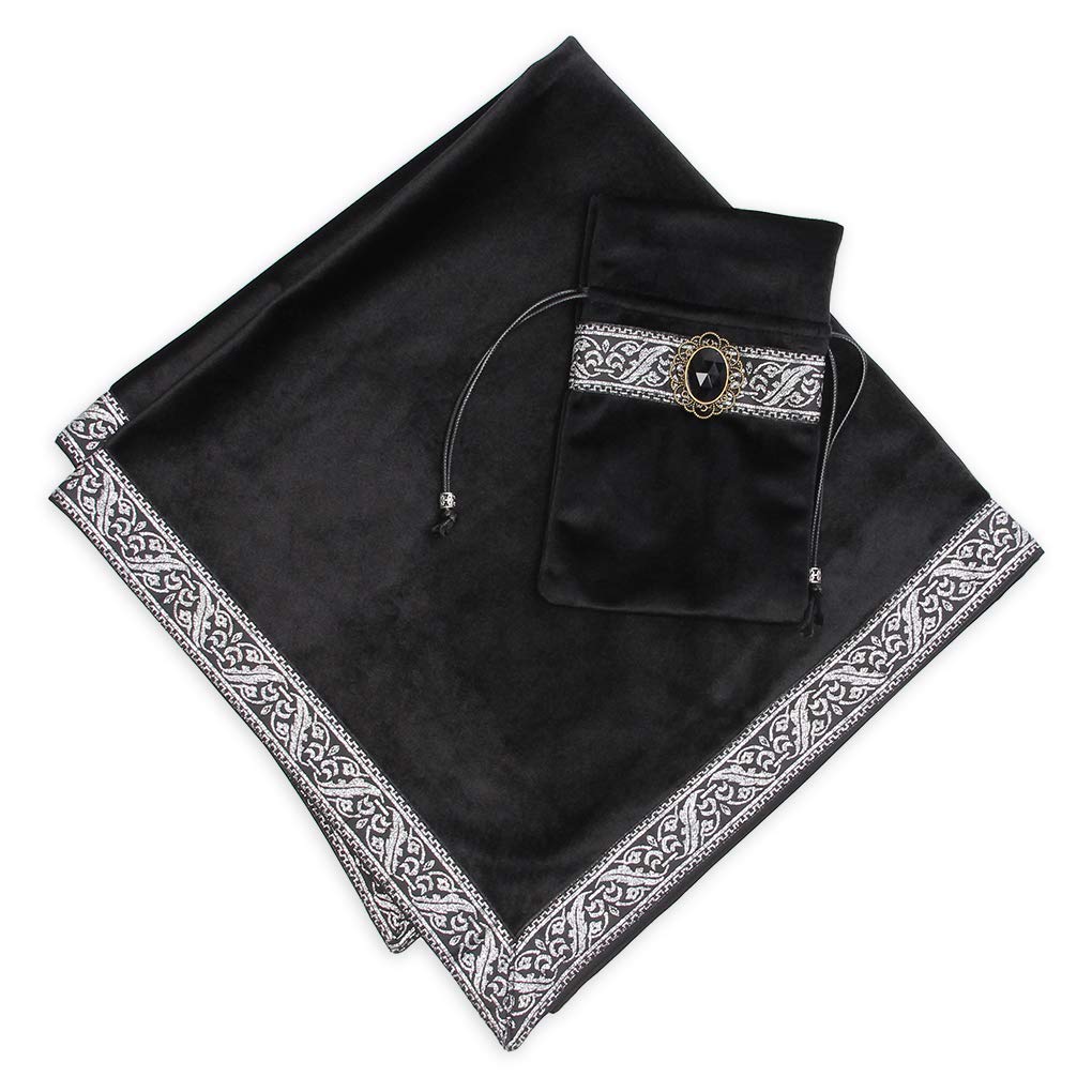 INIBUD Premium Thick Velvet Tarot Cloth with Pouch for Tarot Stone Cards, 65x65cm, Philosopher's