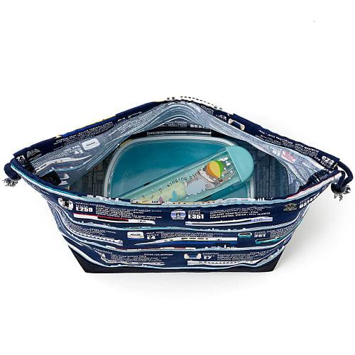 COLORFUL CANDY STYLE Lunch Bag for Boys, Medium Drawstring, Stylish and Cute with Gusset, "Departing Super Express" N3478800