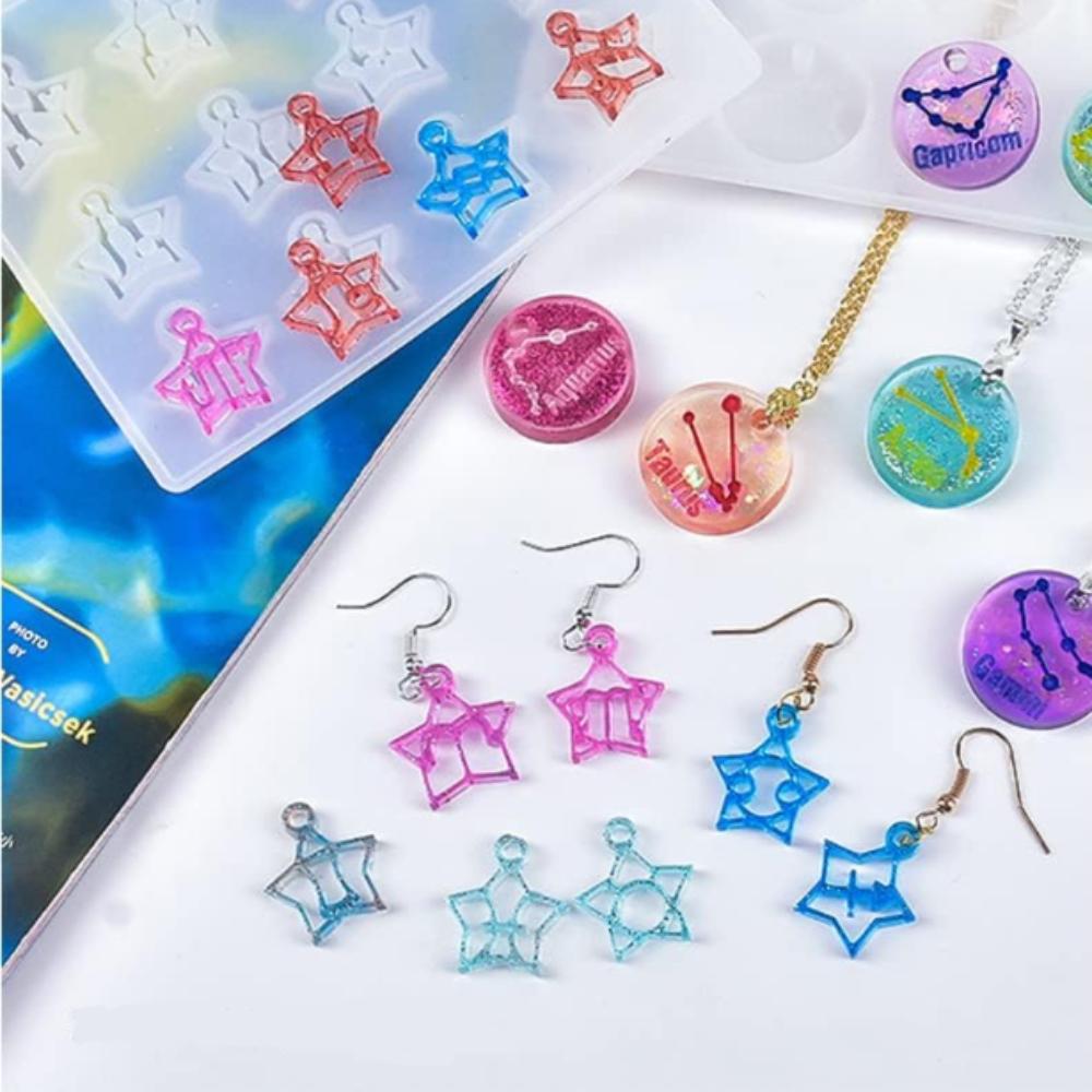 12 Constellations Discs Pendant Liquid Epoxy Resin Silicone Mold Jewelry Making Tools Uv Resin Mold Christmas Halloween Gifts