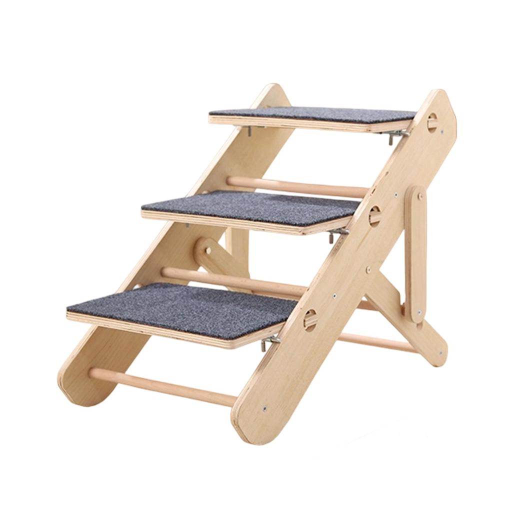 Wooden Pet Stair Portable Stable 2 in 1 for Cars Small and Older Animals 3 steps