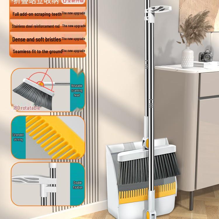 Set Mătură și Făraș Pliabil de Înaltă Calitate - Instrument de Măturat Eficient Rezistent la Păr