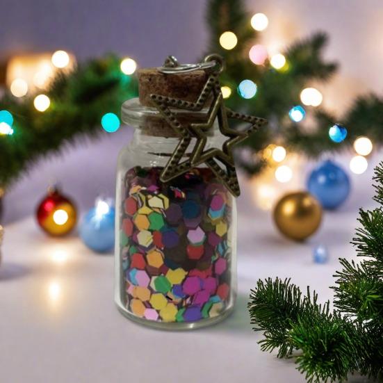 Mini Wishing Glass Bottle Transparent Glass Jar with Sequins Romantic Gift for Boyfriend Girlfriend Wife Husband
