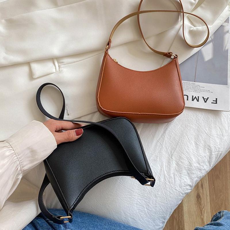Fashion Casual Solid Color Shoulder Bag For Women High Quality PU Leather Underarm Bag